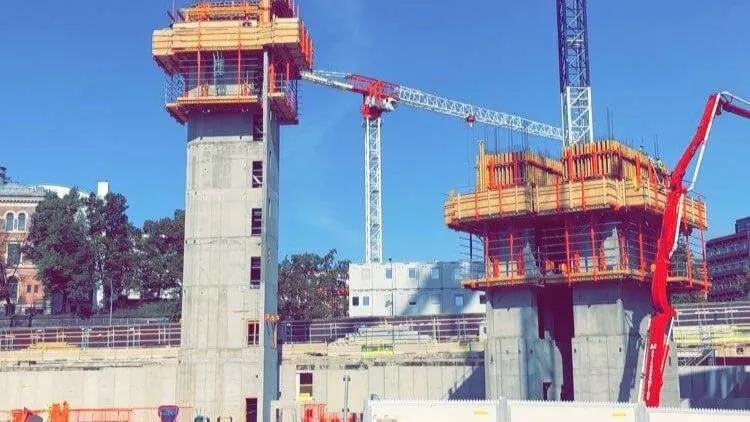 Betongfuging av heissjakter og trappesjakter